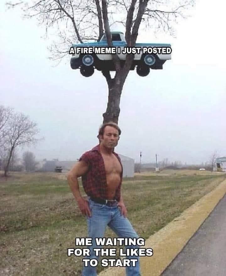 A FIRE MEME I JUST POSTED ME WAITING FOR THE LIKES TO START