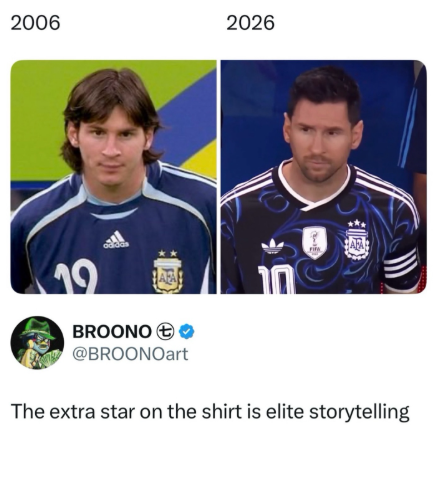 2006 2026 19 oddas BROONO A @BROONOart חו The extra star on the shirt is elite storytelling