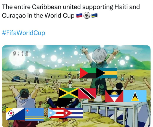 The entire Caribbean united supporting Haiti and Curaçao in the World Cup #FifaWorldCup 9:19