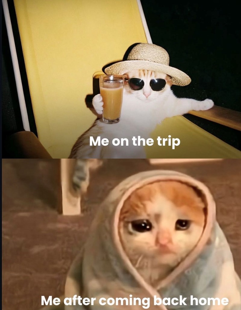 Me on the trip Me after coming back home
