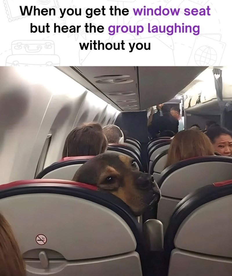 When you get the window seat but hear the group laughing without you