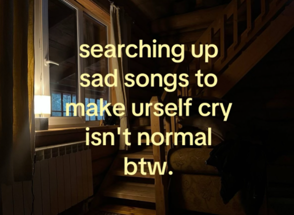 searching up sad songs to make urself cry isn't normal btw.