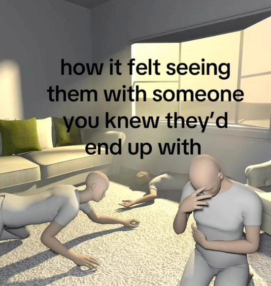how it felt seeing them with someone you knew they'd end up with