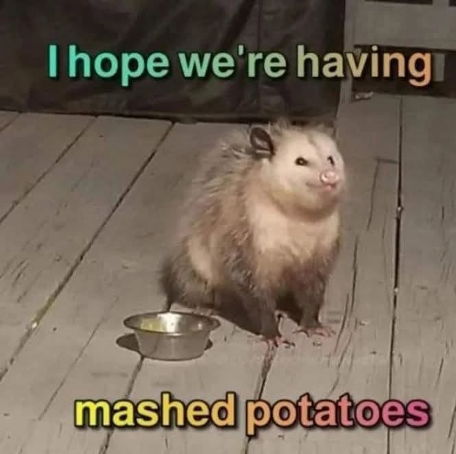 I hope we're having mashed potatoes
