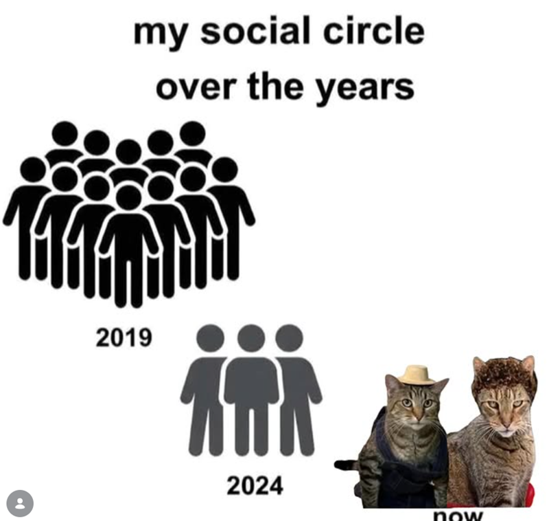 my social circle over the years 2019 2024 now
