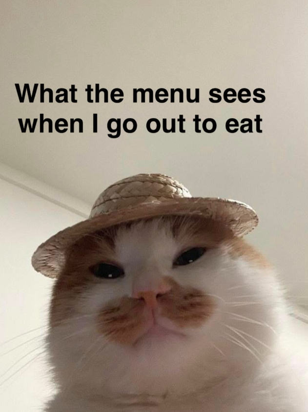 What the menu sees when I go out to eat