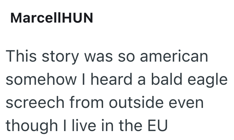 MarcellHUN This story was so american somehow I heard a bald eagle screech from outside even though I live in the EU