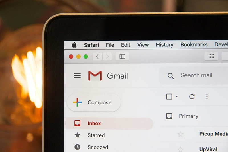 Email tab in a computer, model image.