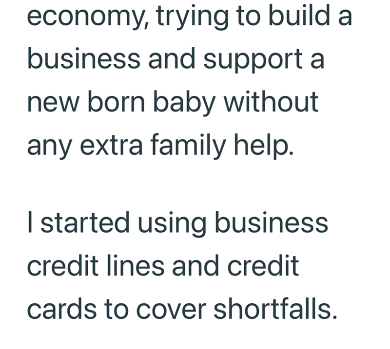 economy, trying to build a business and support a new born baby without any extra family help. I started using business credit lines and credit cards to cover shortfalls.