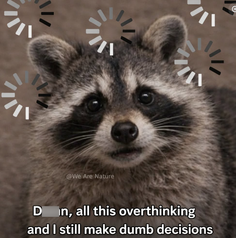 @We Are Nature Don, all this overthinking and I still make dumb decisions +