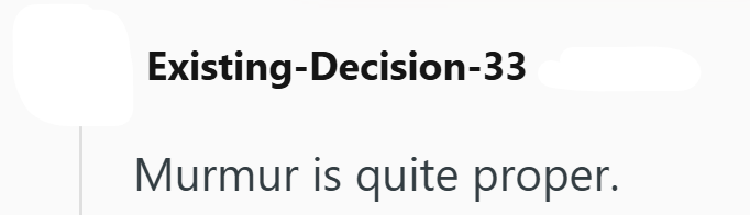 Existing-Decision-33 Murmur is quite proper.