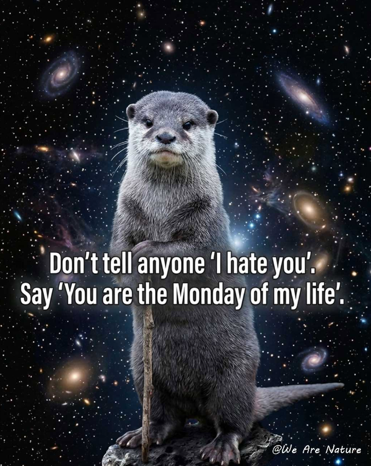 Don't tell anyone 'I hate you'. Say 'You are the Monday of my life'. @We Are Nature