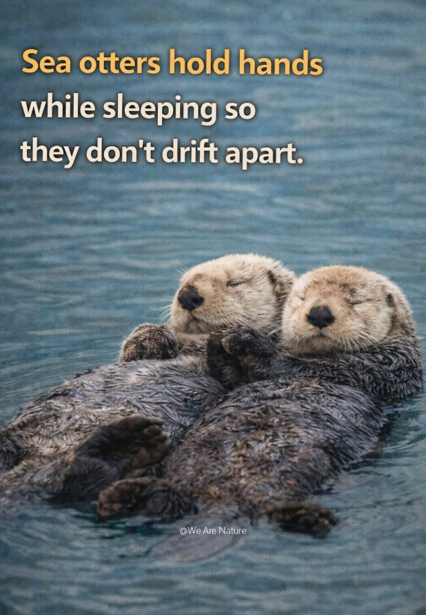 Sea otters hold hands while sleeping so they don't drift apart. @We Are Nature