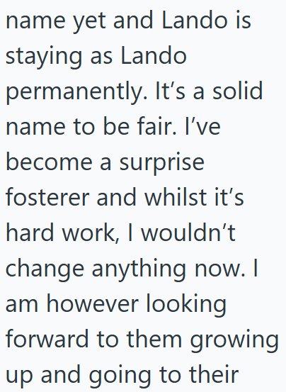 name yet and Lando is staying as Lando permanently. It's a solid name to be fair. I've become a surprise fosterer and whilst it's hard work, I wouldn't change anything now. I am however looking forward to them growing up and going to their