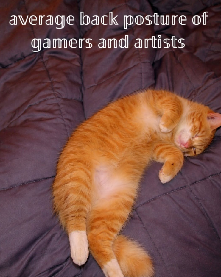 average back posture of gamers and artists