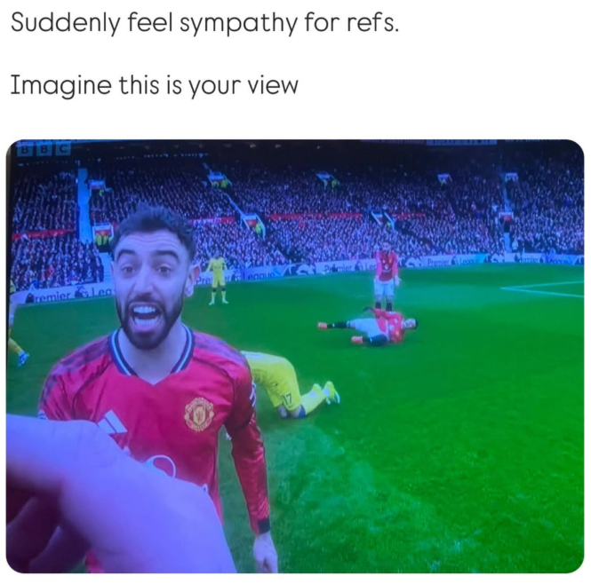 Suddenly feel sympathy for refs. Imagine this is your view BBC Premier Lea JL Reaque