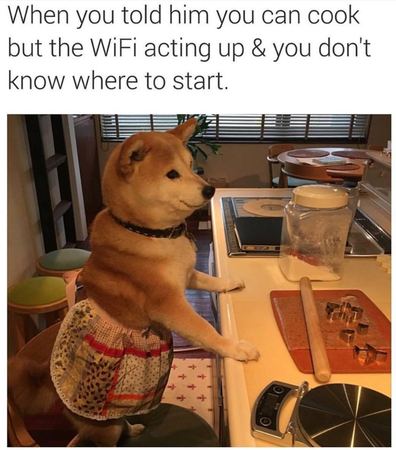 When you told him you can cook. but the WiFi acting up & you don't know where to start.