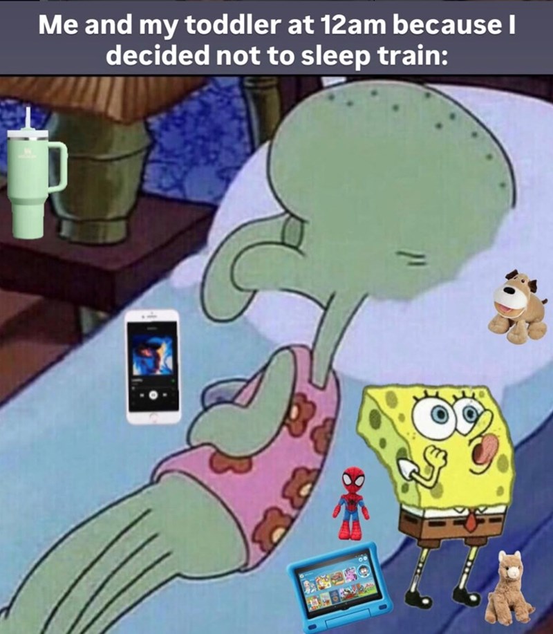 Me and my toddler at 12am because I decided not to sleep train: