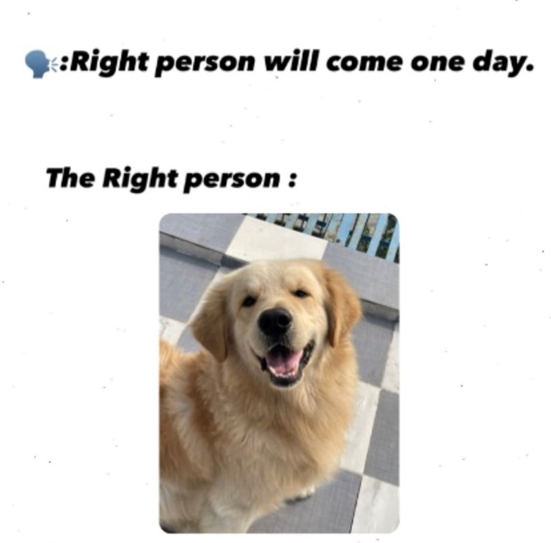 :Right person will come one day. The Right person: