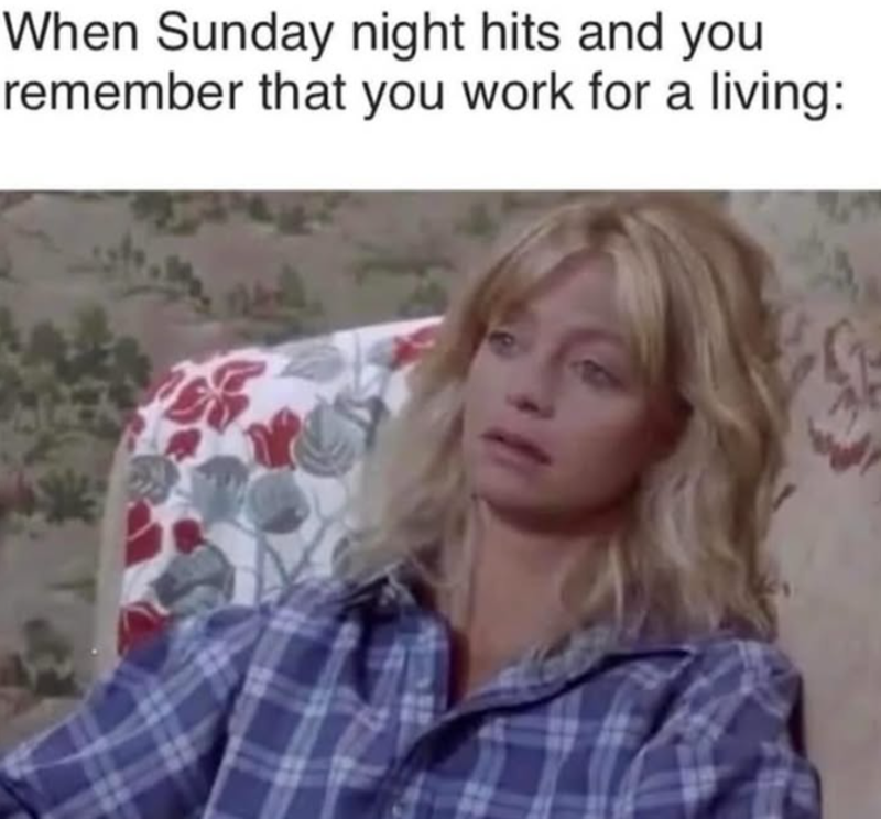 When Sunday night hits and you remember that you work for a living: