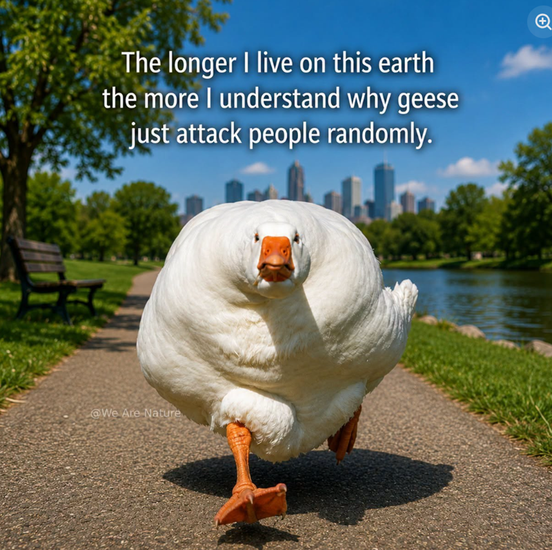 The longer I live on this earth the more I understand why geese just attack people randomly. + @We Are Nature