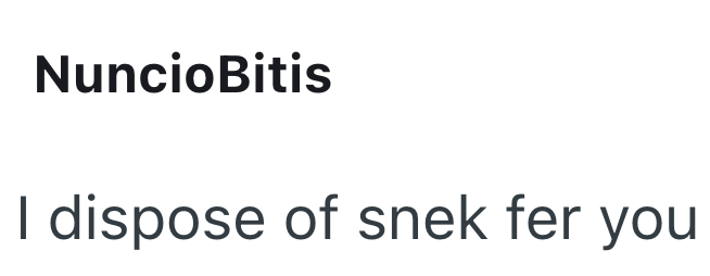 Nuncio Bitis I dispose of snek fer you