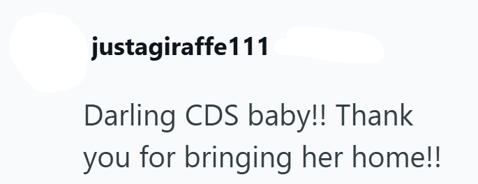 justagiraffe111 Darling CDS baby!! Thank you for bringing her home!!