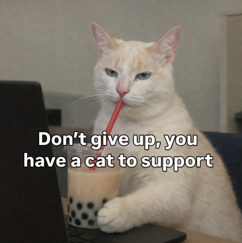 Don't give up, you have a cat to support