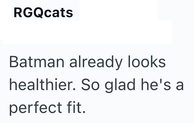 RGQcats Batman already looks healthier. So glad he's a perfect fit.