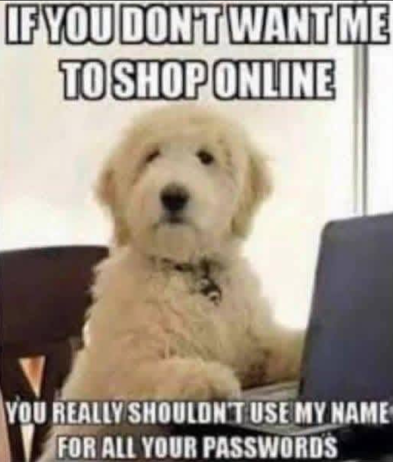 IF YOU DON'T WANT ME TO SHOP ONLINE YOU REALLY SHOULDN'T USE MY NAME FOR ALL YOUR PASSWORDS