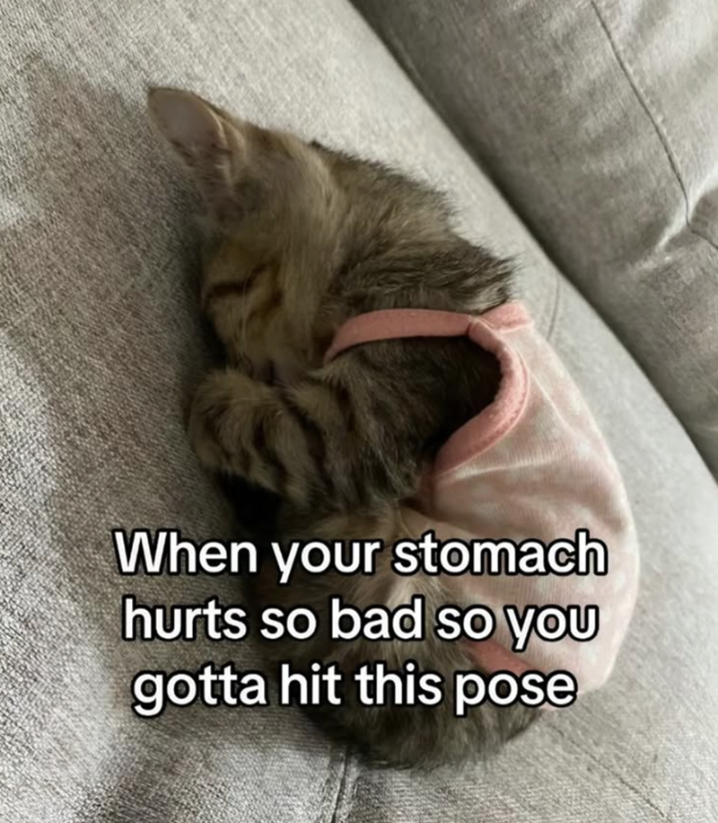 When your stomach hurts so bad so you gotta hit this pose