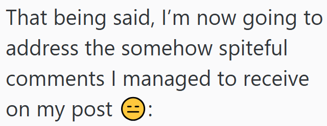That being said, I'm now going to address the somehow spiteful comments I managed to receive on my post: