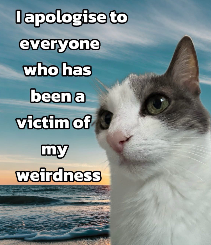I apologise to everyone who has been a victim of my weirdness