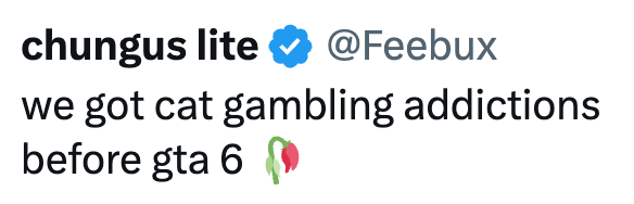 chungus lite @Feebux we got cat gambling addictions before gta 6