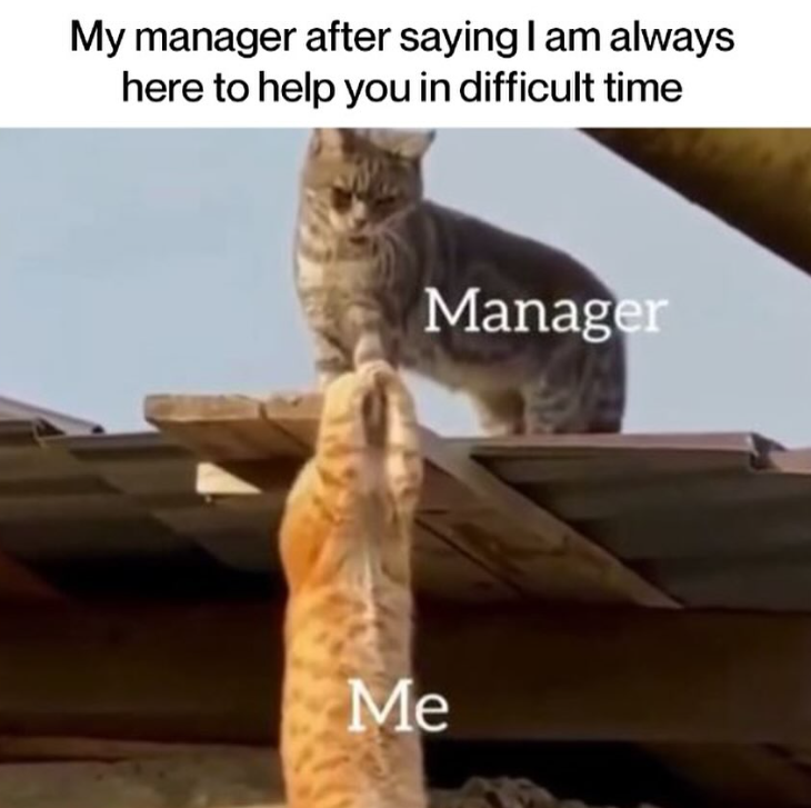 My manager after saying I am always here to help you in difficult time Manager Me