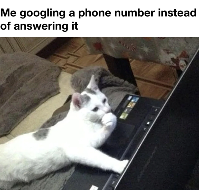 Me googling a phone number instead of answering it