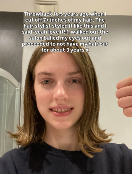 Throwback to 5 years ago when I cut off 7+ inches of my hair. The hair stylist styled it like this and I said 'yeah love it!!", walked out the salon balled my eyes out and proceeded to not have my hair cut for about 3 years x
