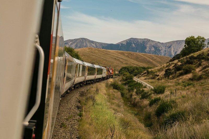 A train through the mountains, representation.