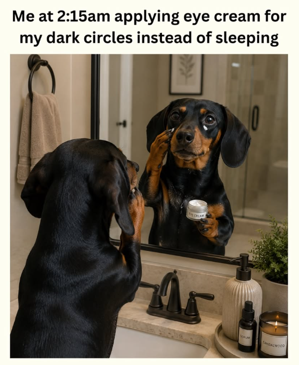 Me at 2:15am applying eye cream for my dark circles instead of sleeping THE CREAM SCAUM TANDALWOOD