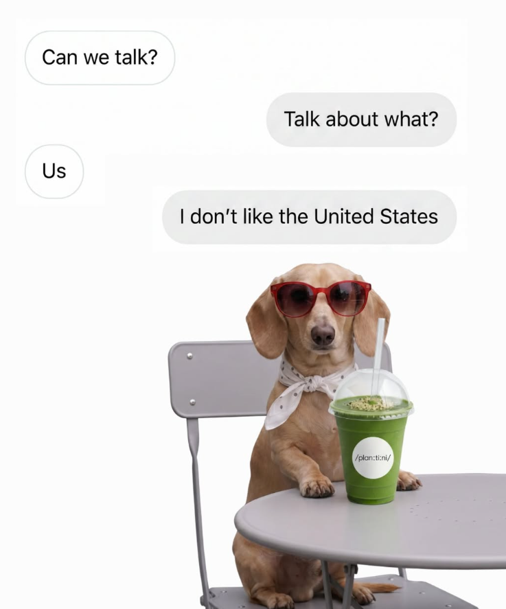 Can we talk? Talk about what? S Us I don't like the United States /plan:ti:ni/