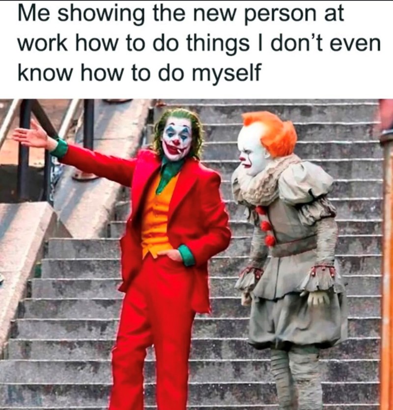 Me showing the new person at work how to do things I don't even know how to do myself