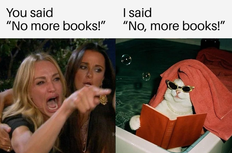 You said "No more books!" I said "No, more books!"