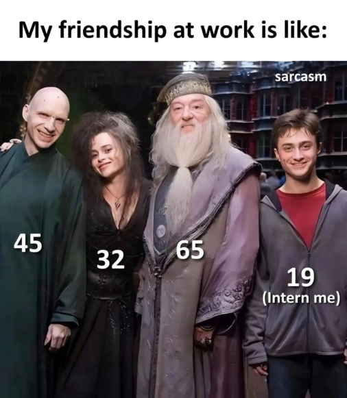 My friendship at work is like: 45 65 32 sarcasm 19 (Intern me)