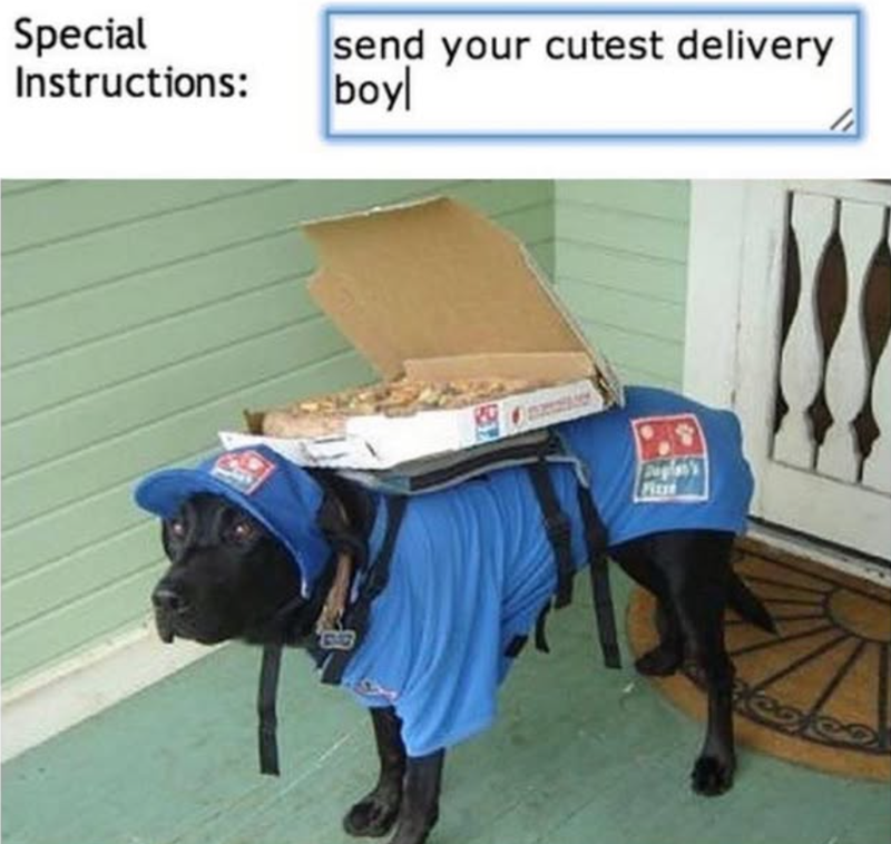 send your cutest delivery Special Instructions: boyl Duplor's Pizz