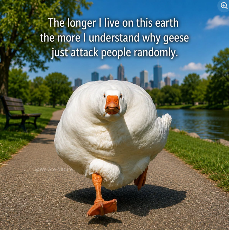 The longer I live on this earth the more I understand why geese just attack people randomly. @We Are Nature