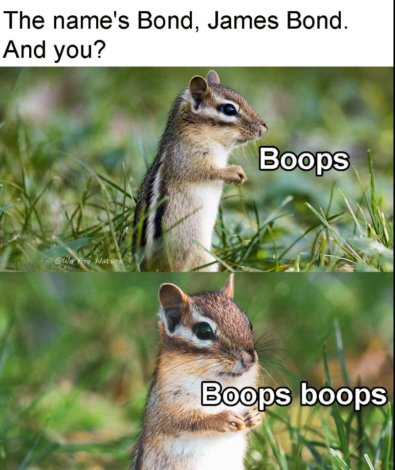 The name's Bond, James Bond. And you? @We Are Nature Boops Boops boops