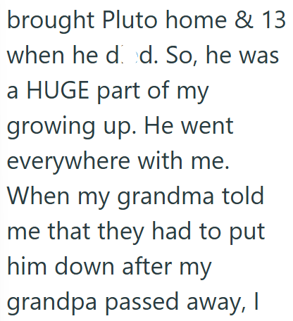 brought Pluto home & 13 when he did. So, he was a HUGE part of my growing up. He went everywhere with me. When my grandma told me that they had to put him down after my grandpa passed away, I