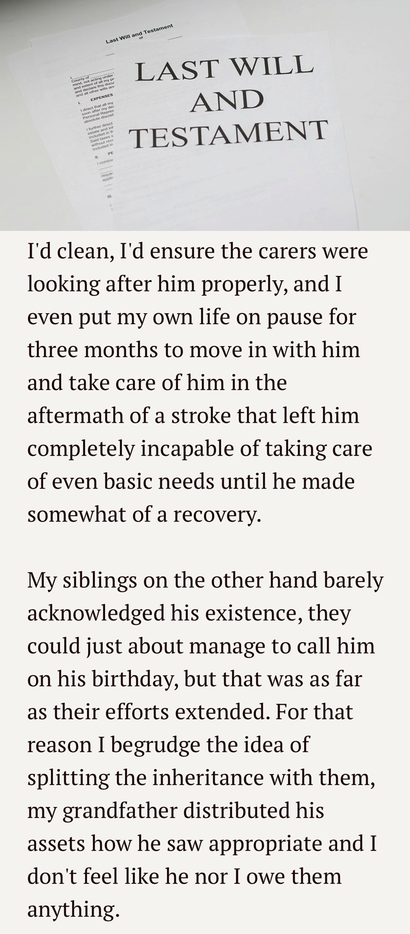 A last will and testament as the one in the story.