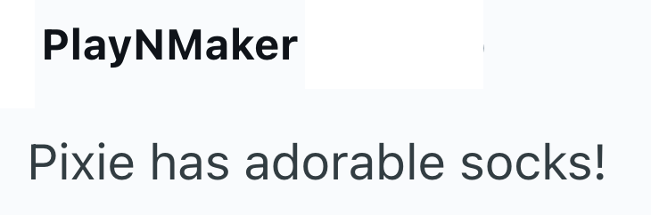 PlayNMaker Pixie has adorable socks!