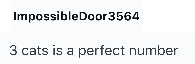 ImpossibleDoor3564 3 cats is a perfect number